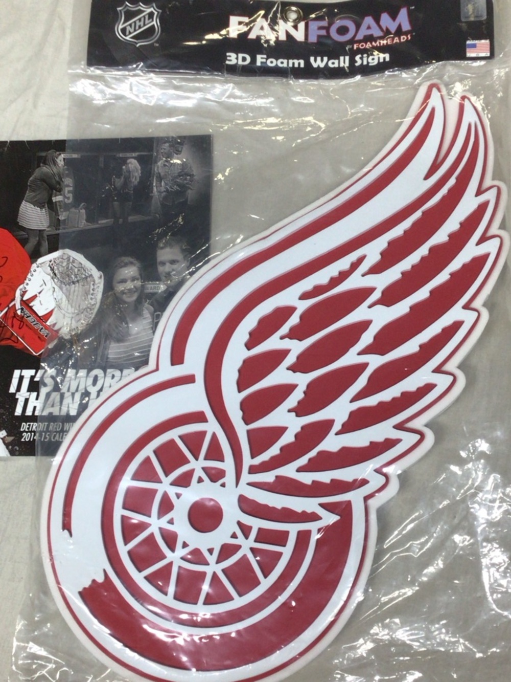 NHL Detroit Red Wings Foam Winged Wheel Sign - Red & White